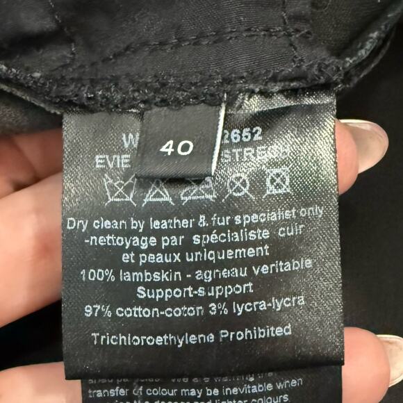 Joseph Black Lambskin Leather Low Rise Evie Zip Ankle Skinny Pants Size 40 / 8 - Picture 4 of 13